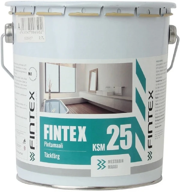 Фото Краска Fintex КСМ 25, для стен и потолков, моющаяся, полуматовая, База А, 2,7л