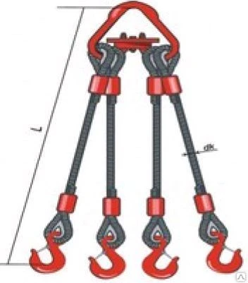 Фото Строп канатный четырехветьевой 4СК-4,0 4м 2 т-крюк