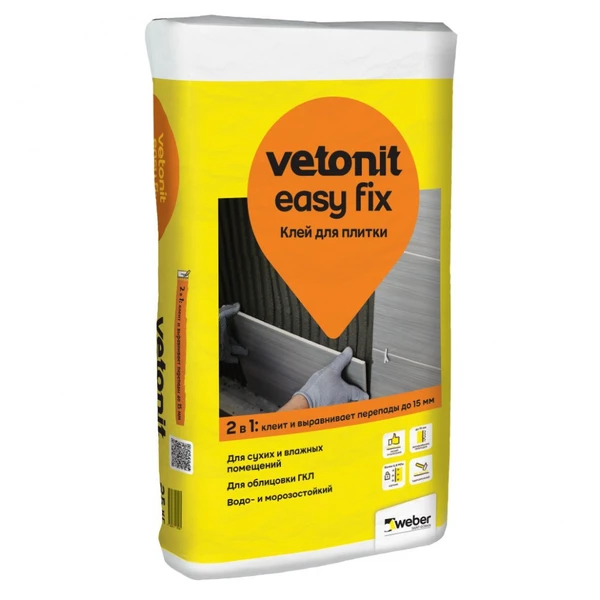 Фото Клей для плитки (C0 T) Weber Vetonit Easy Fix, 25 кг