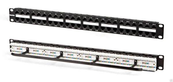 Фото Hyperline Патч-панель высокой плотности 19", 1U, 48 портов RJ-45, кат. 5e