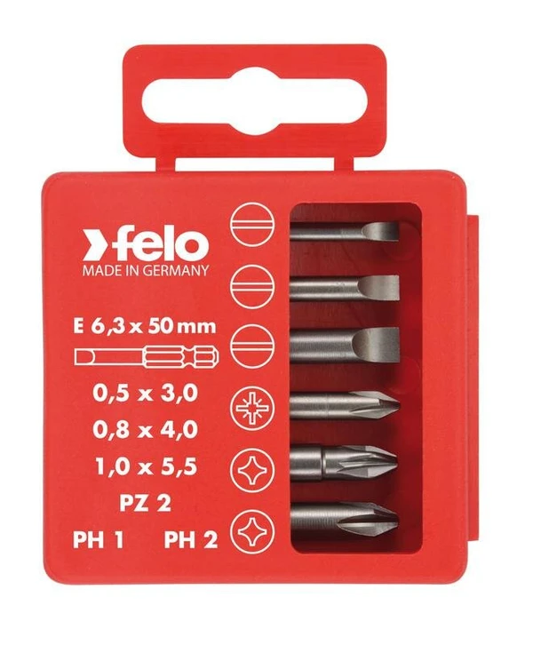 Фото Набор бит SL/PZ/PH Industrial 50мм в кейсе 6 бит FELO 03092516