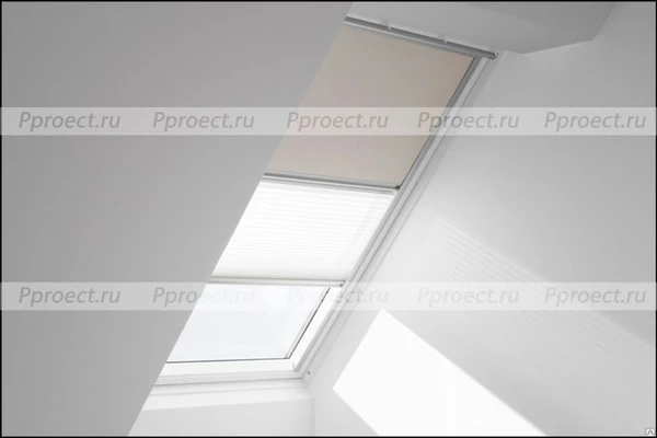 Фото Velux DFD P06 (94*118) Затемняющая штора и штора-плиссе «Дуо»