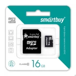 фото Карта памяти microSDHC Smartbuy 16GB Class 10 (с адаптером SD)