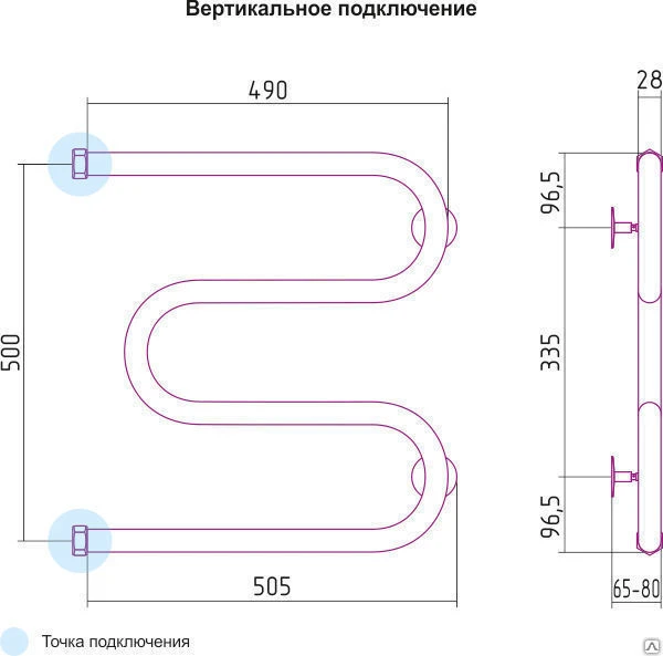 Фото Полотенцесушитель с полимерным покр. белый 3/4" 500*500 М, Россия