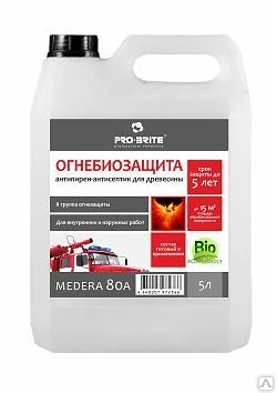 Фото Огнебиозащита до 5 лет Medera 80 А (5 л) 2-я Группа огнезащиты