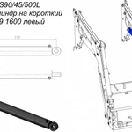фото Гидроцилиндр 90/45/500 S-74 левый короткий 24S90/45/500L на фронтальный погрузчик Metal-Fach T-229 (1600 кг)