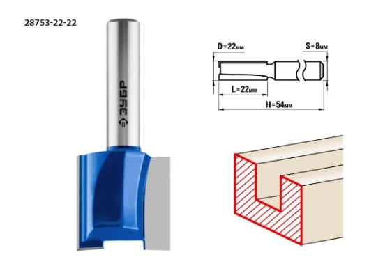 Фото Фреза прямая пазовая Зубр 28753-22-22