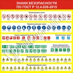 фото Стенд &quot;Знаки безопасности по ГОСТ Р 12.4.026-2015&quot; (1000х1000 мм)