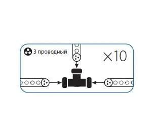 Фото Коннектор "T"-образный для Дюралайта 3W 13мм Космос KOC-DL-3W13-CT