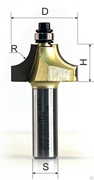 Фото Фреза радиусная с нижним подшипником ARDEN (D-31,75мм/ R-9,52мм/ B-9,52мм/