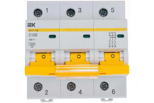 Фото Выключатель автоматический 3п ВА47-100 3P (C) 10kA 100А, MVA40-3-100-C IEK