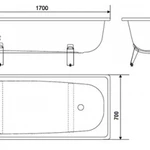 Фото №2 Ванна стальная Оптимо с ножками 1700х700мм, Сантехпром