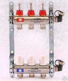 Фото Коллекторная группа Uni-Fitt 3 вых. с расходомерами и термостат. вентилями