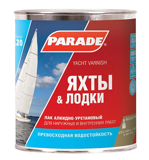 Фото Лак яхтный алкидно-уретановый PARADE L20 Яхты и Лодки Матовый 2,5л