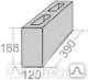 Фото Блок керамзитобетонный перегородочный 2-х пустотный, размер 120х188х390 мм