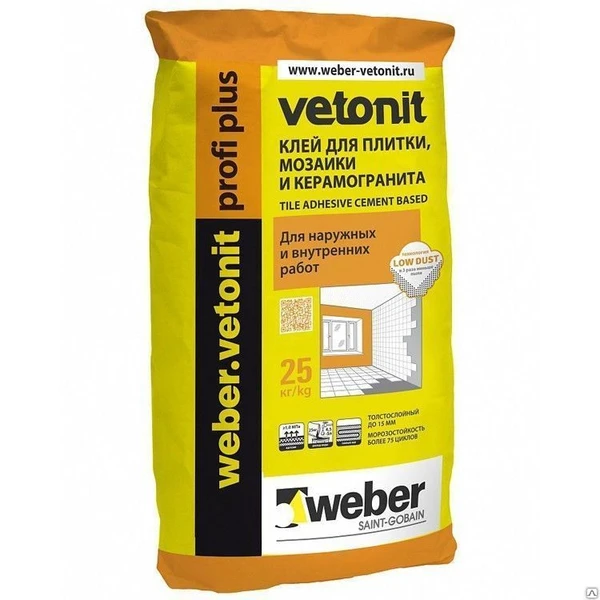 Фото Клей для плитки Weber-Vetonit Profi Plus