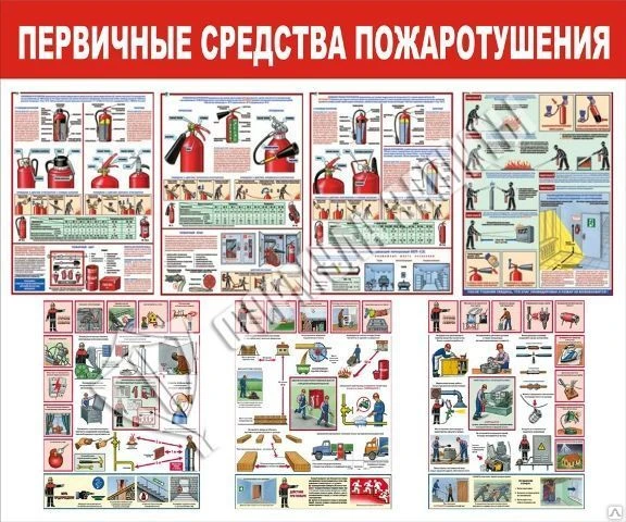 Фото Стенд &quot;Первичные средства пожаротушения-2&quot; (1200х1000 мм)