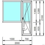 фото Окно Exprof Practica 58, фурнитура Roto NT, 2к СП 32мм, 2 00*2 100 мм