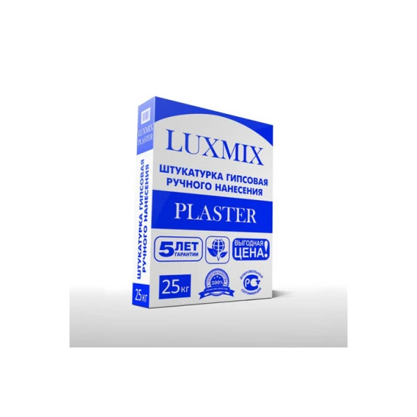 Фото РусГипс LUXMIX PLASTER 25кг Штукатурка гипсовая ручного нанесения