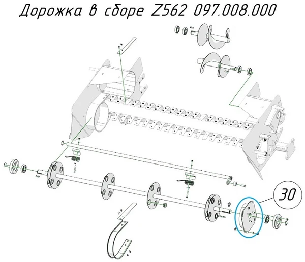 Фото Дорожка в сборе Z562 097.008.000 на пресс-подборщик Metal-Fach Z-587 Красная серия