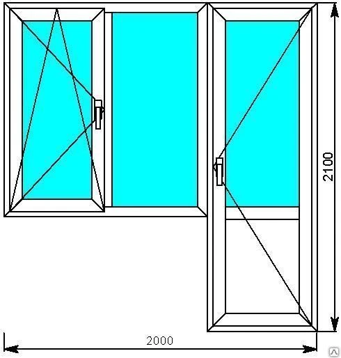 Фото Балконный блок с одной поворотно-откидной и одной поворотной створкой.