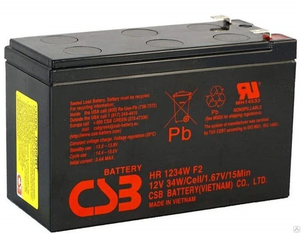 Фото Аккумуляторная батарея CSB HR1234W F2 (12В 9Ач)