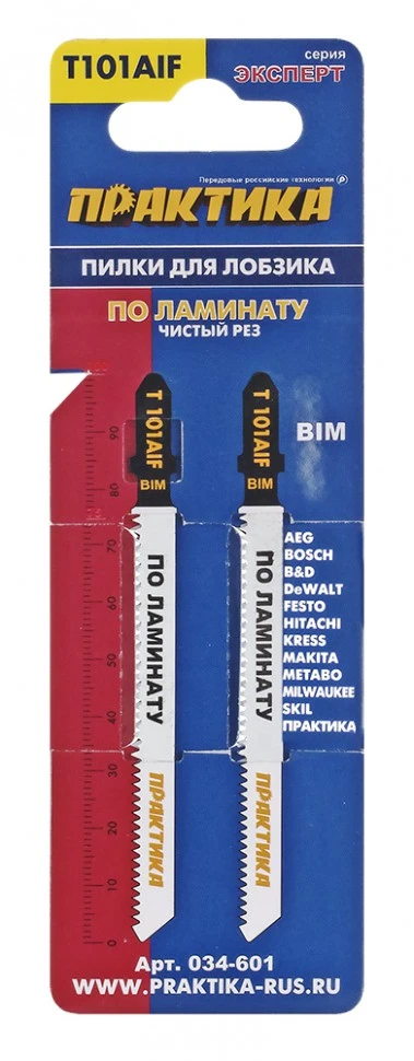 Фото Пилки для лобзика по Ламинату T101AIF Чистый рез BIM 100х75 мм (2шт) ПРАКТИКА