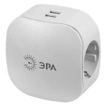 фото Разветвитель 3-м SP-3e-USB-2A 220В + 2USB 2000мА с заземл. защ. шторки (6/36/864) бел. ЭРА Б0015243