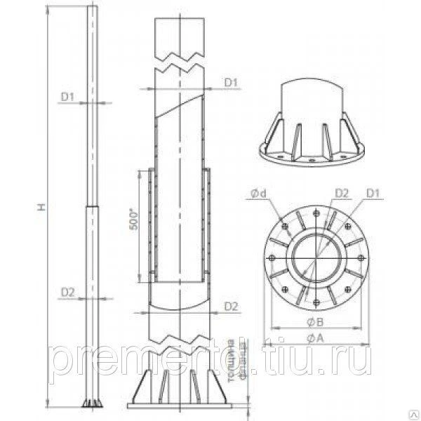 Фото Опоры освещения ОС(ф)-1,3-9,0