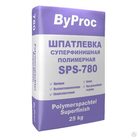 Фото Шпатлевка суперфинишная полимерная 25 кг. (0-2), ByProc SPS-780