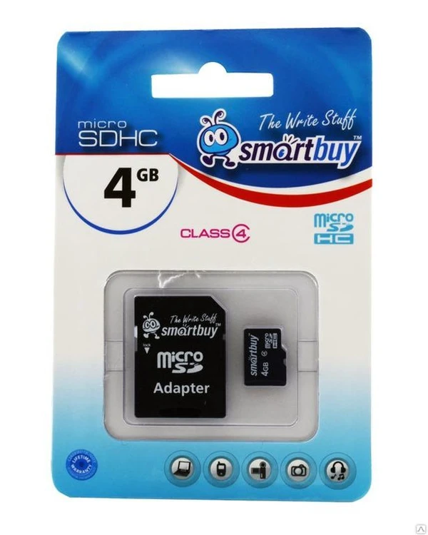 Фото Карта памяти microSDHC 4Gb class 4 SmartBuy