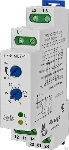Фото Реле контроля фаз РКФ-М07-1-15 AC380B
в