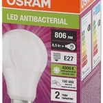 Фото №3 Лампа светодиодная LED Antibacterial A 8.5Вт (замена 75Вт) матовая 4000К нейтр. бел. E27 806лм угол пучка 200град. 220-240В бактерицид. покр. OSRAM 4058075561199