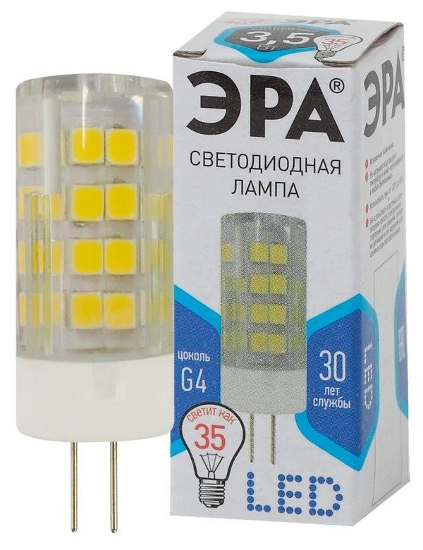 Фото Лампа светодиодная JC-3.5w-220V-corn ceramics-840-G4 280лм ЭРА Б0027856