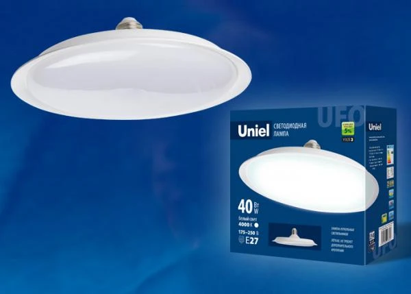 Фото Лампа светодиодная. Форма «UFO» LED-U220-40W/4000K/E27/FR PLU01WH