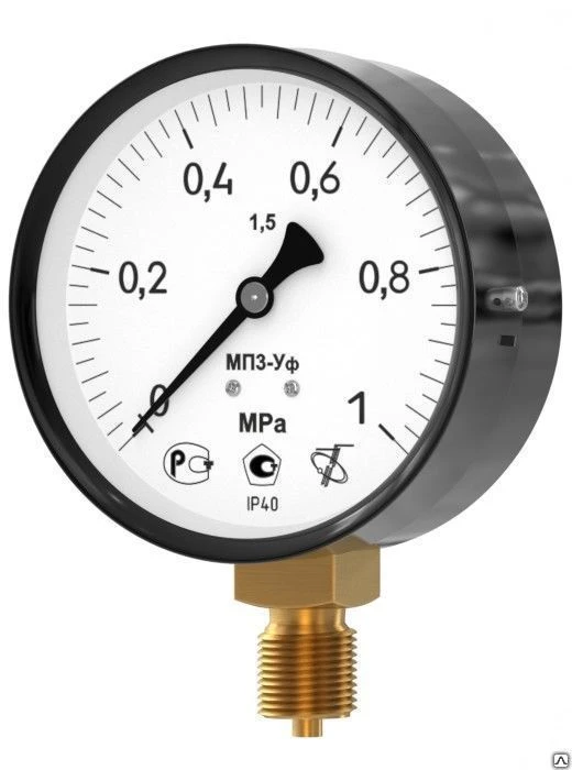 Фото Манометр МП3-Уф со степенью защиты IP54 БС от -0.1-0;-0,1-2,4;0-0,06...10МП