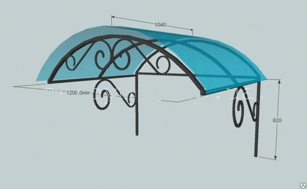 Фото Козырек кованый "Влада" 1200*1000мм (Ш*Вылет)