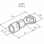 Фото №4 Наконечник кольцевой изолированный (НКИ d10.5мм) 0.5-1.5кв.мм (VR1.25-10) REXANT 08-0017