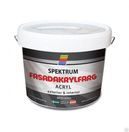 Фото Краска фасадная "Spektrum FASADACRYLFARG", база HVIT, 9л