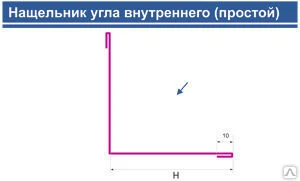 Фото Нащельник угла внутреннего простой 100*100, серый