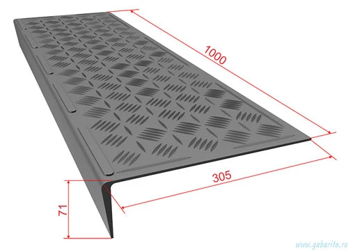 Фото Проступь 1000х305х71 мм большая облегченная резиновая, цвет Черный