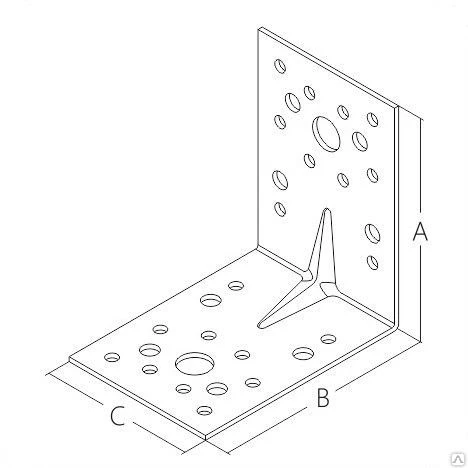 Фото Крепежный уголок с усилением/без усиления. Толщины 1.8, 2.0, 2.5 мм