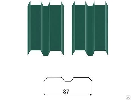 Фото Металлический штакетник ШТ-87 6026 зеленый опал