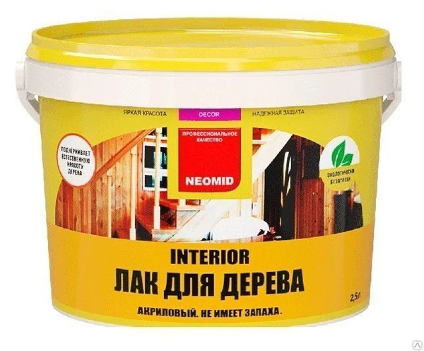 Фото Лак акриловый для древесины Неомид Interior (2,5 л)