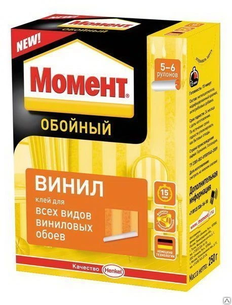 Фото Клей обойный &quot;МОМЕНТ&quot; Винил 250г (5-6 рул.) 1/24 Германия