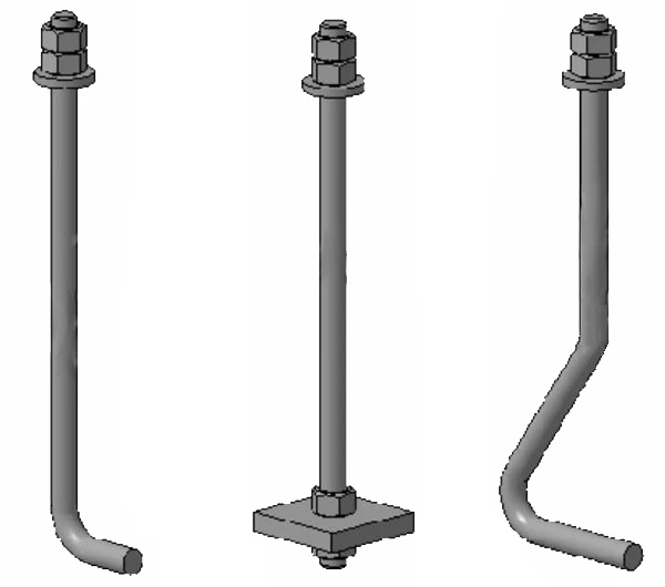 Фото Болт фундаментный  1.1 ; 1.2 ; 2.1 ; 2.2 ; 2.3 ; 5 ; 6.1 ; 6.2; 6.3  с гайкой ГОСТ 24379.1-2012