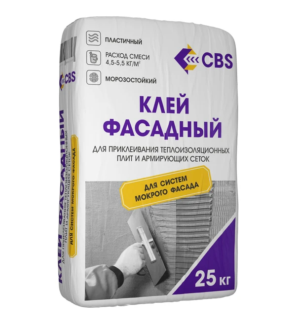 Фото Клей CBS ФАСАДНЫЙ для систем фасадного утепления (Зимний до -10) 25кг