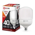 фото Лампа светодиодная LED-HP-PRO 40Вт 230В 6500К E27 3600лм с адаптером IN HOME 4690612031101