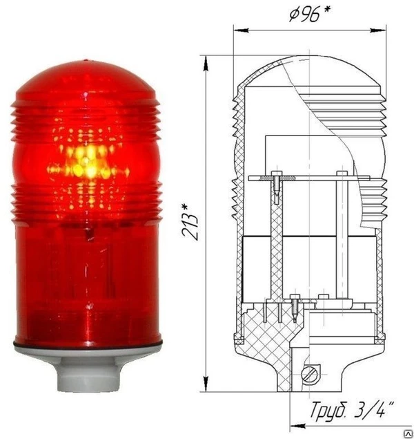 Фото Заградительный огонь низкой интенсивности ЗОМ-48LED &gt;32cd,
тип Б