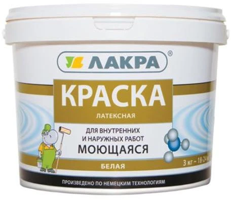 Фото Краска латексная моющаяся белая матовая ЛАКРА 14 кг